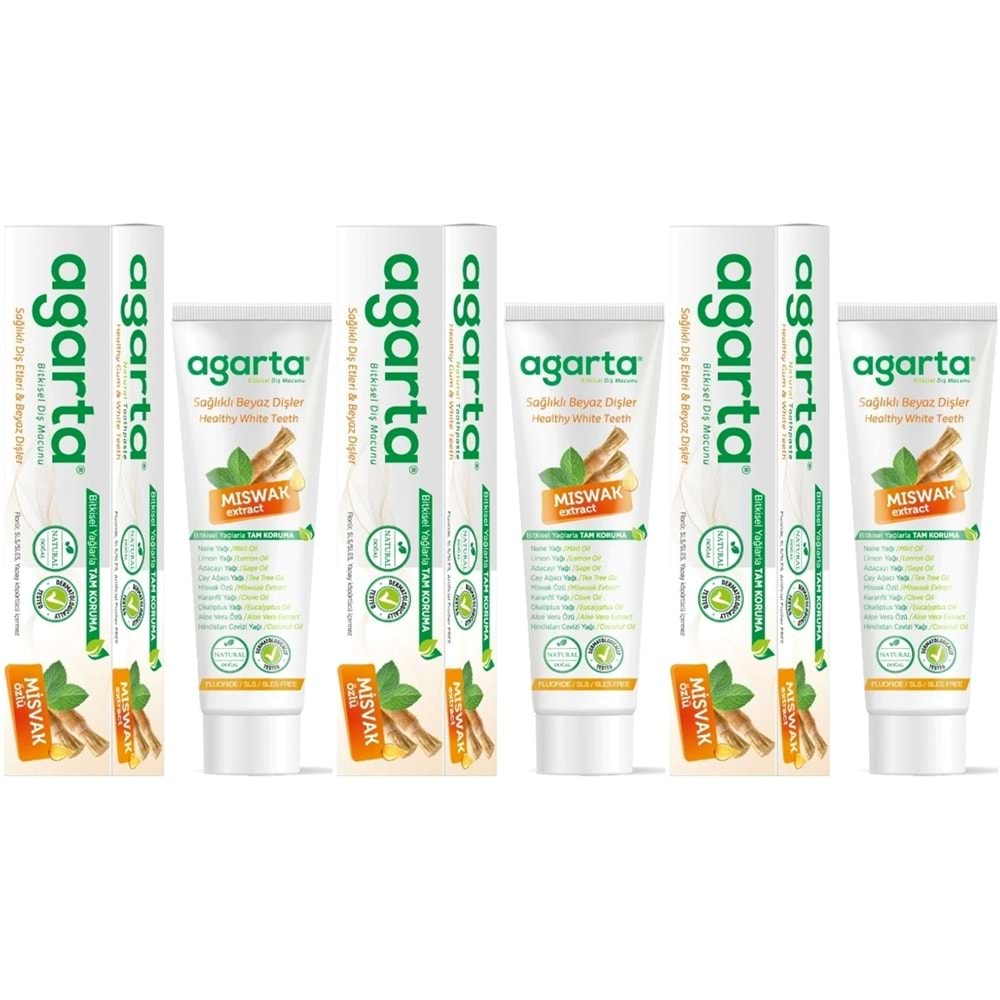 Agarta Doğal Diş Macunu 100ML Misvak özlü (3 Lü Set)