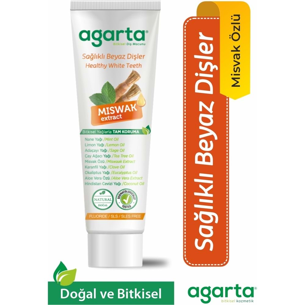 Agarta Doğal Diş Macunu 100ML Misvak özlü (4 Lü Set)