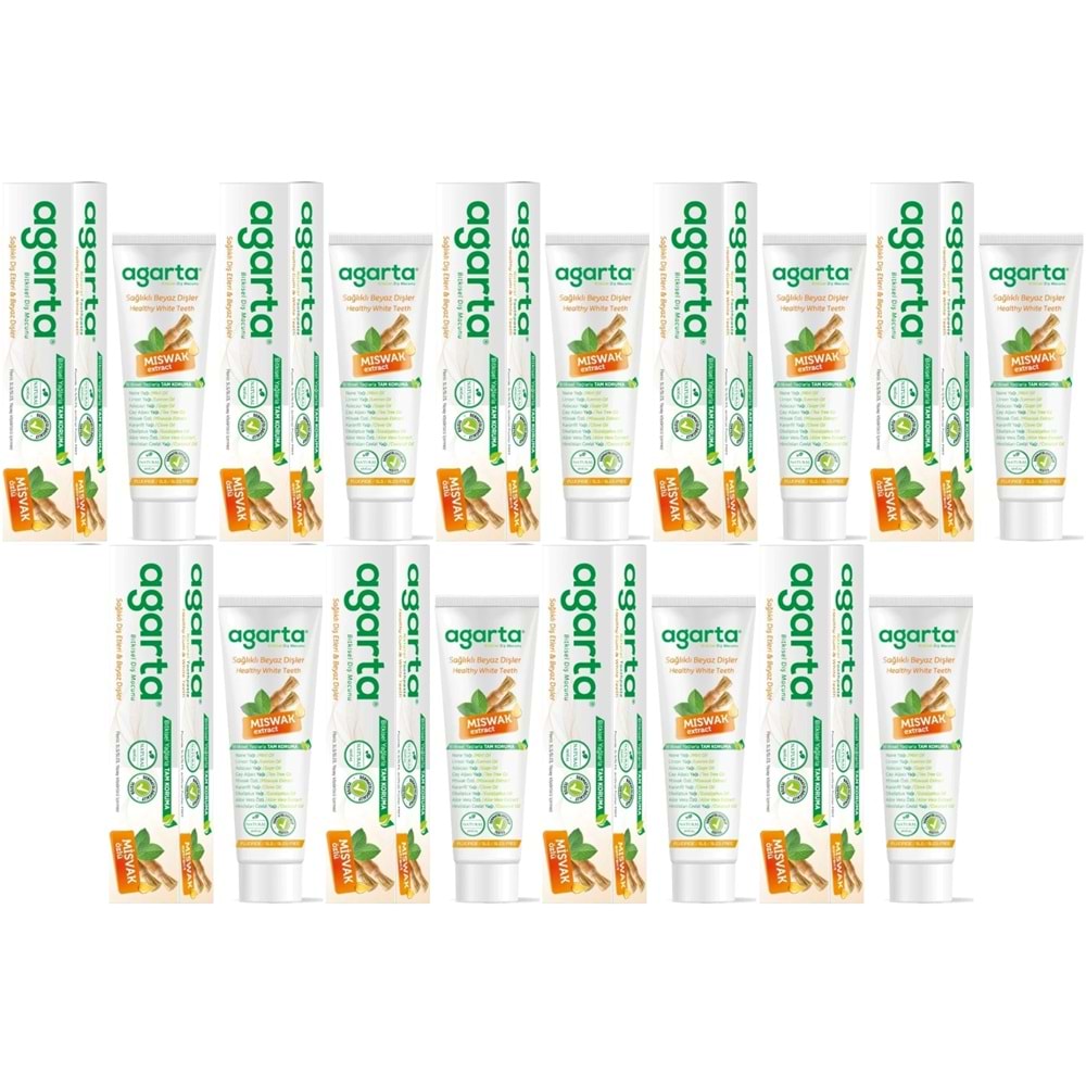 Agarta Doğal Diş Macunu 100ML Misvak özlü (9 Lu Set)