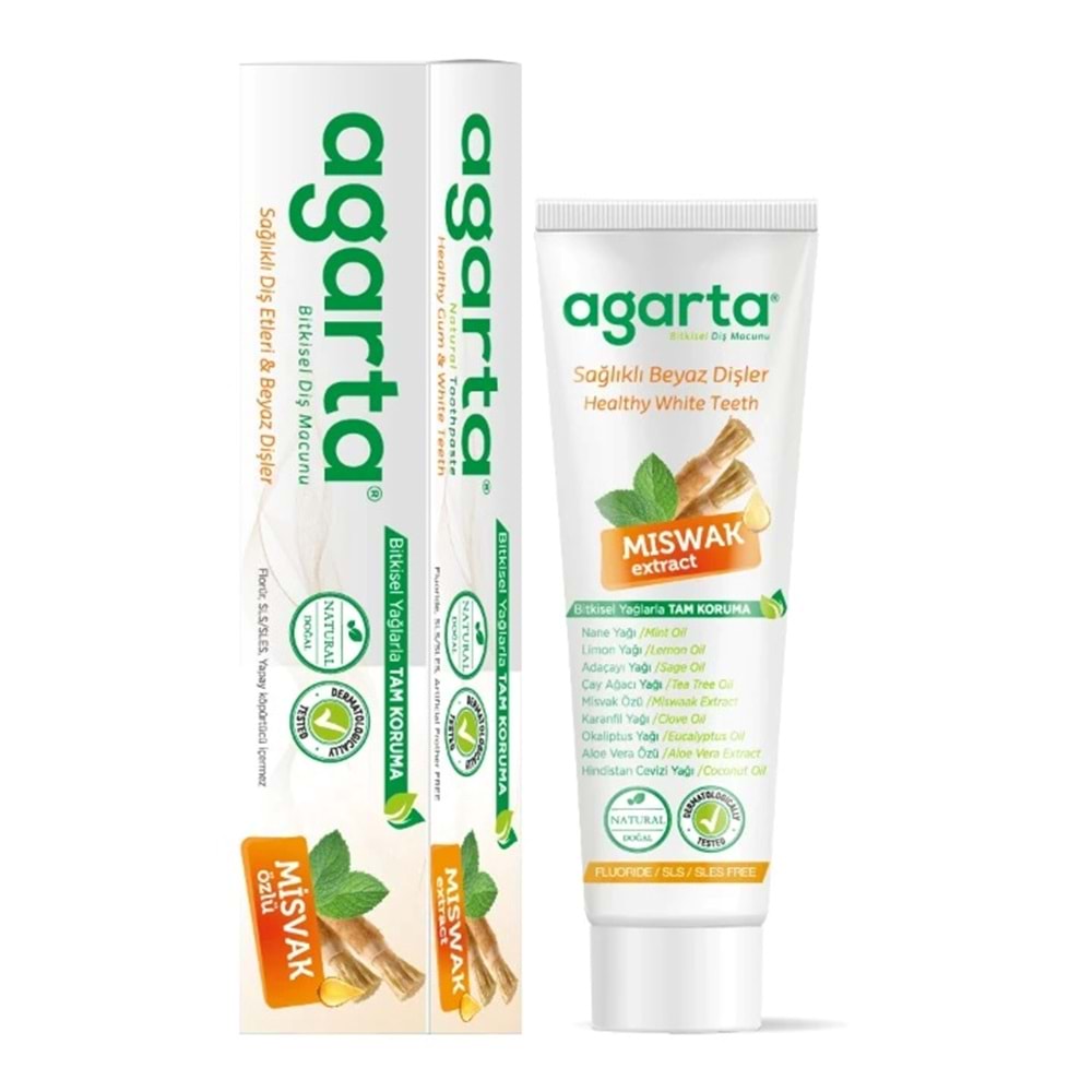 Agarta Doğal Diş Macunu 100ML Misvak özlü (12 Li Set)