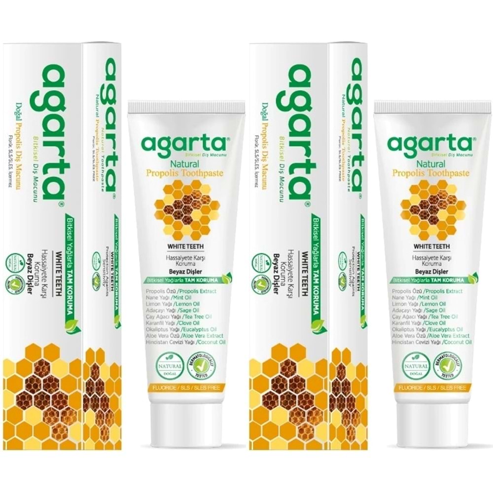 Agarta Doğal Diş Macunu 100ML Propolisli (2 Li Set)