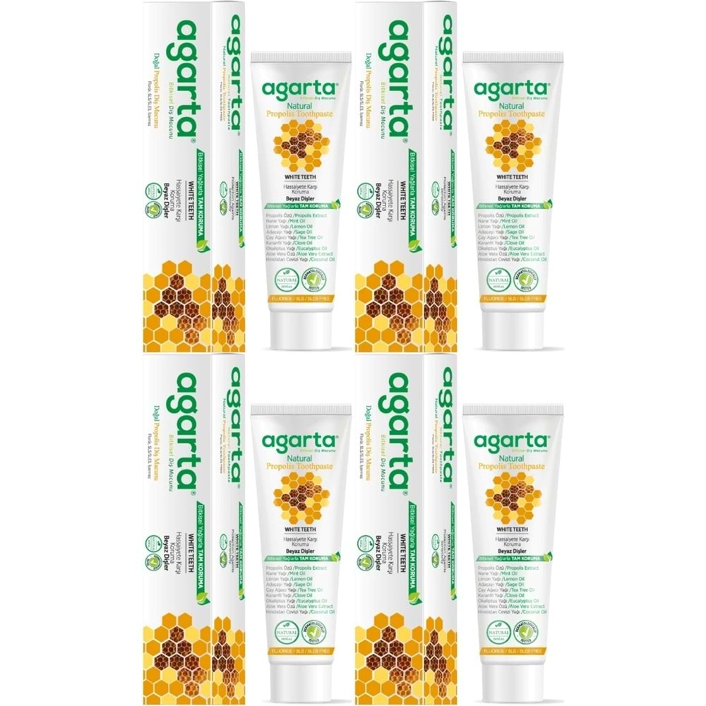 Agarta Doğal Diş Macunu 100ML Propolisli (4 Lü Set)