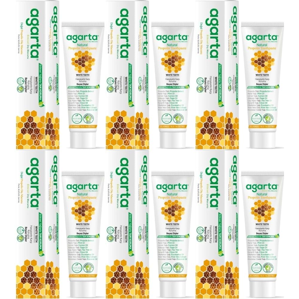 Agarta Doğal Diş Macunu 100ML Propolis (6 Lı Set)