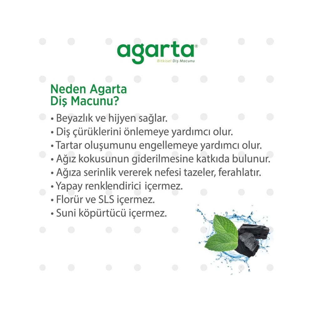 Agarta Doğal Diş Macunu 100ML Aktif Karbonlu (9 Lu Set)