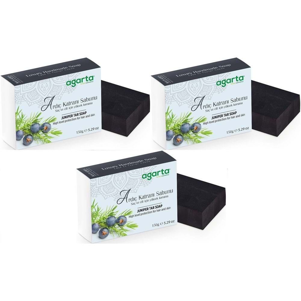 Agarta El Yapımı Doğal Sabun 150GR Ardıç Katranı (3 Lü Set)