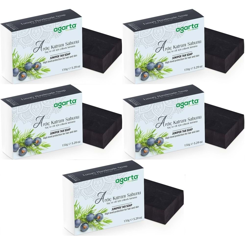 Agarta El Yapımı Doğal Sabun 150GR Ardıç Katranı (5 Li Set)