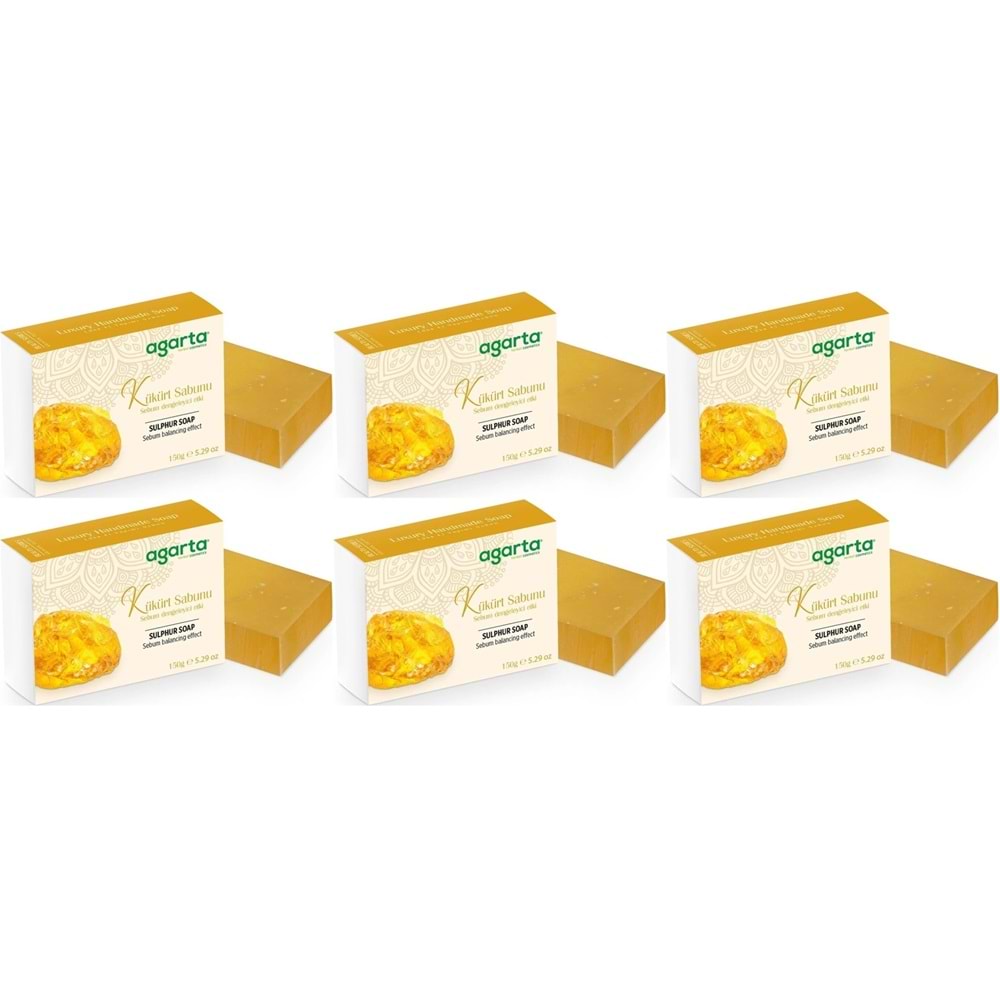 Agarta El Yapımı Doğal Sabun 150GR Kükürt (6 Lı Set)