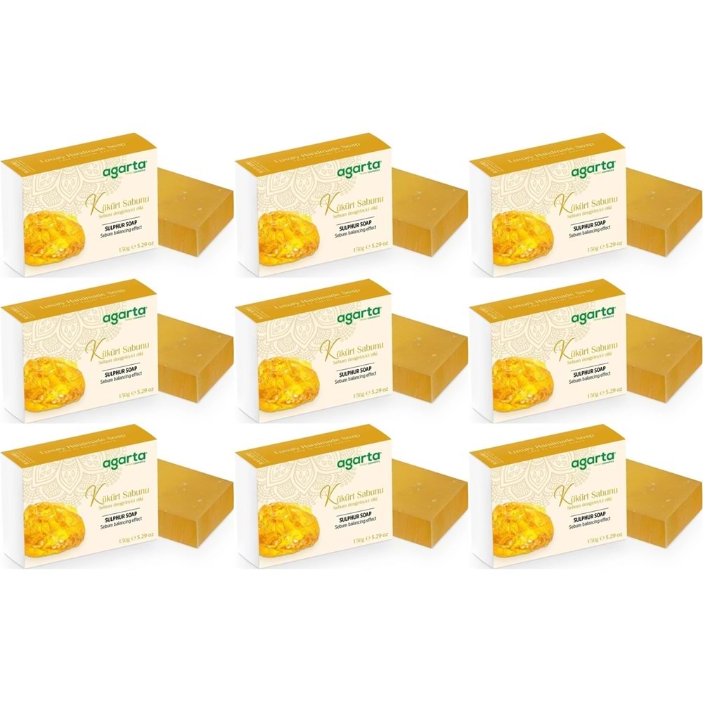 Agarta El Yapımı Doğal Sabun 150GR Kükürt (9 Lu Set)