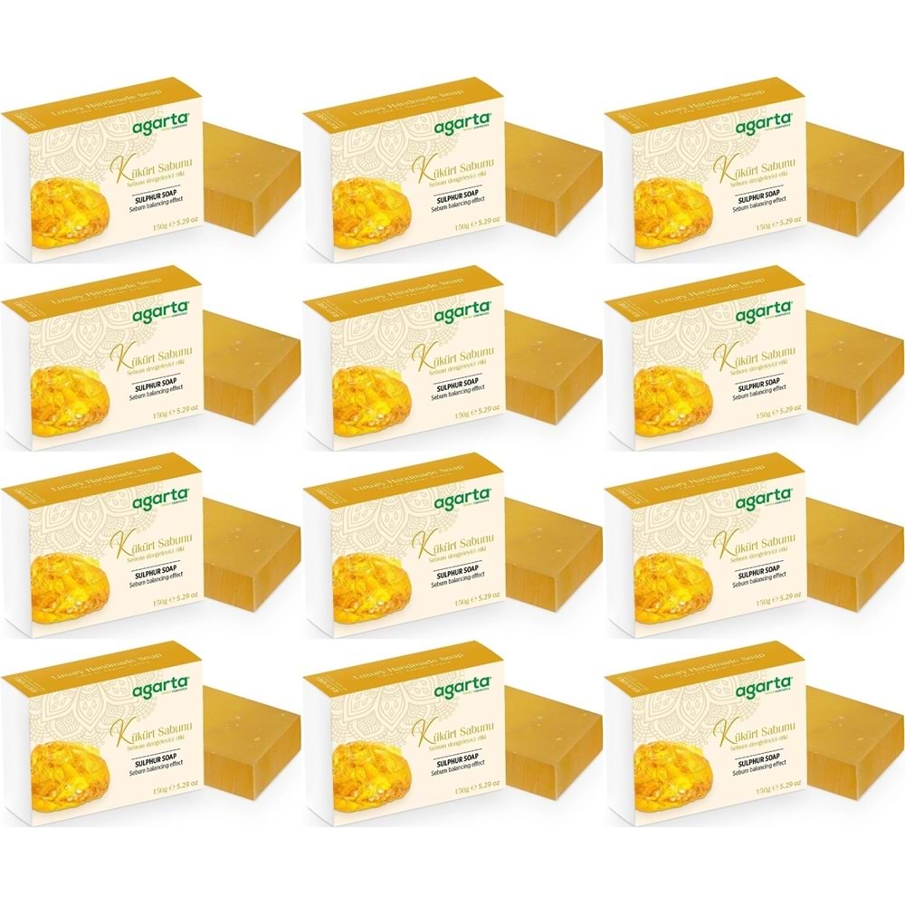 Agarta El Yapımı Doğal Sabun 150GR Kükürt (12 Li Set)
