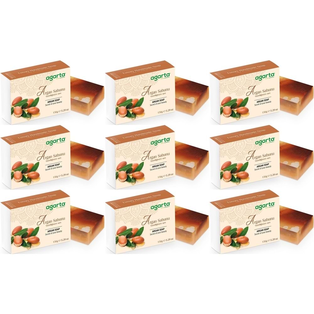 Agarta El Yapımı Doğal Sabun 150GR Argan (9 Lu Set)