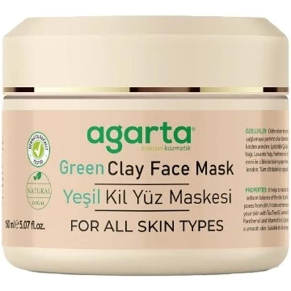 Agarta Doğal Yeşil Kil Yüz Maskesi 150ML (9 Lu Set)
