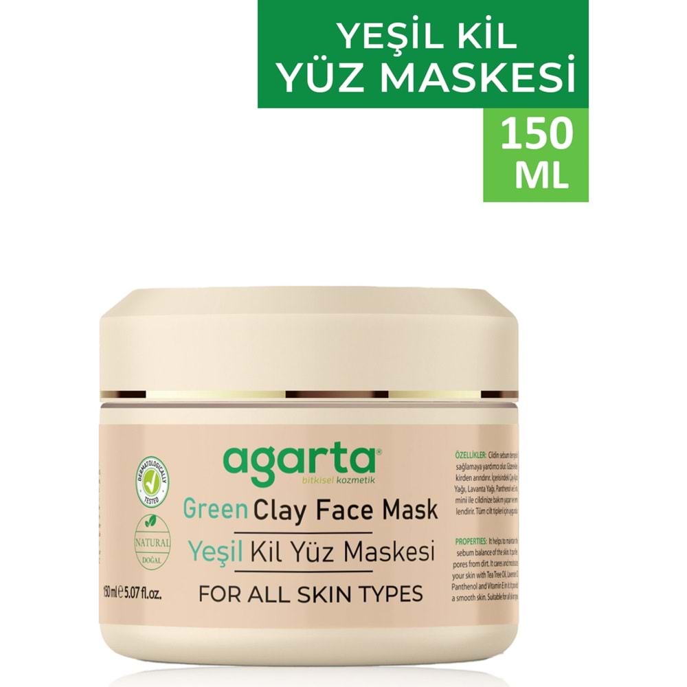 Agarta Doğal Yeşil Kil Yüz Maskesi 150ML (9 Lu Set)