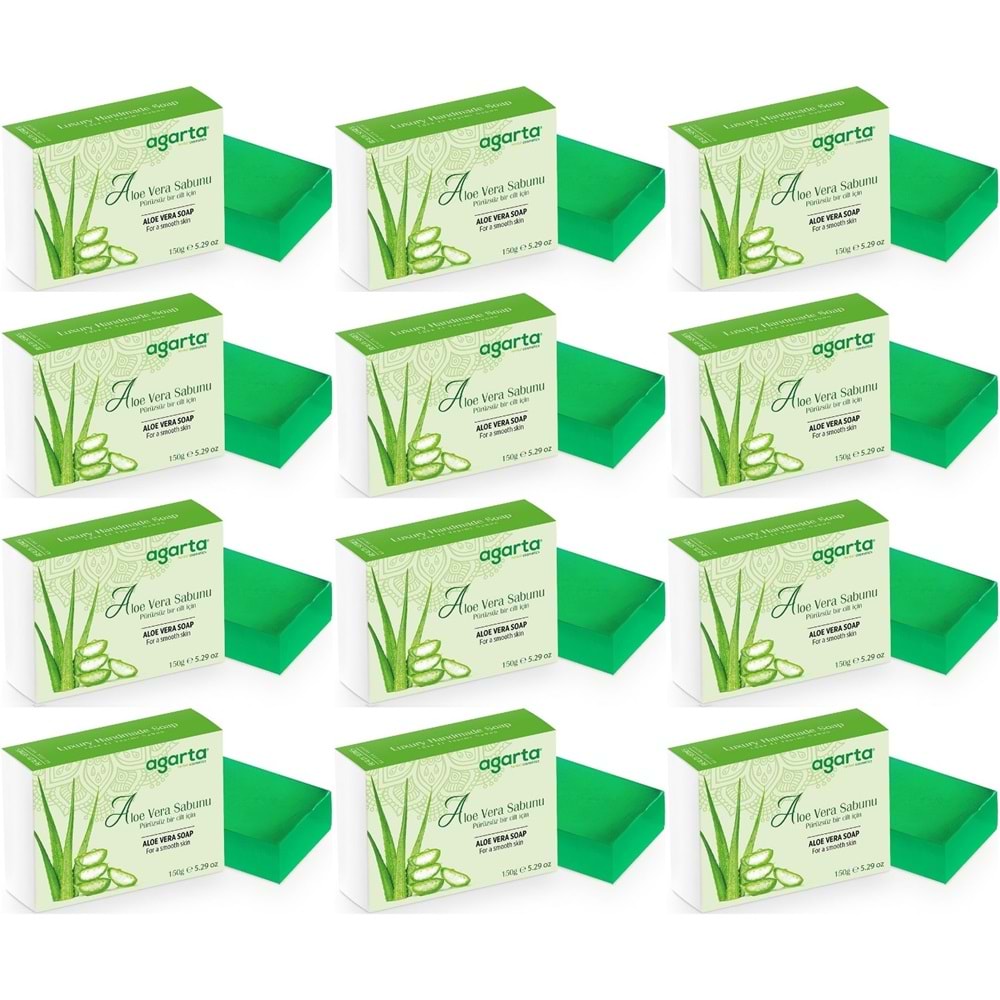 Agarta El Yapımı Doğal Sabun 150GR Aloe Vera (12 Li Set)