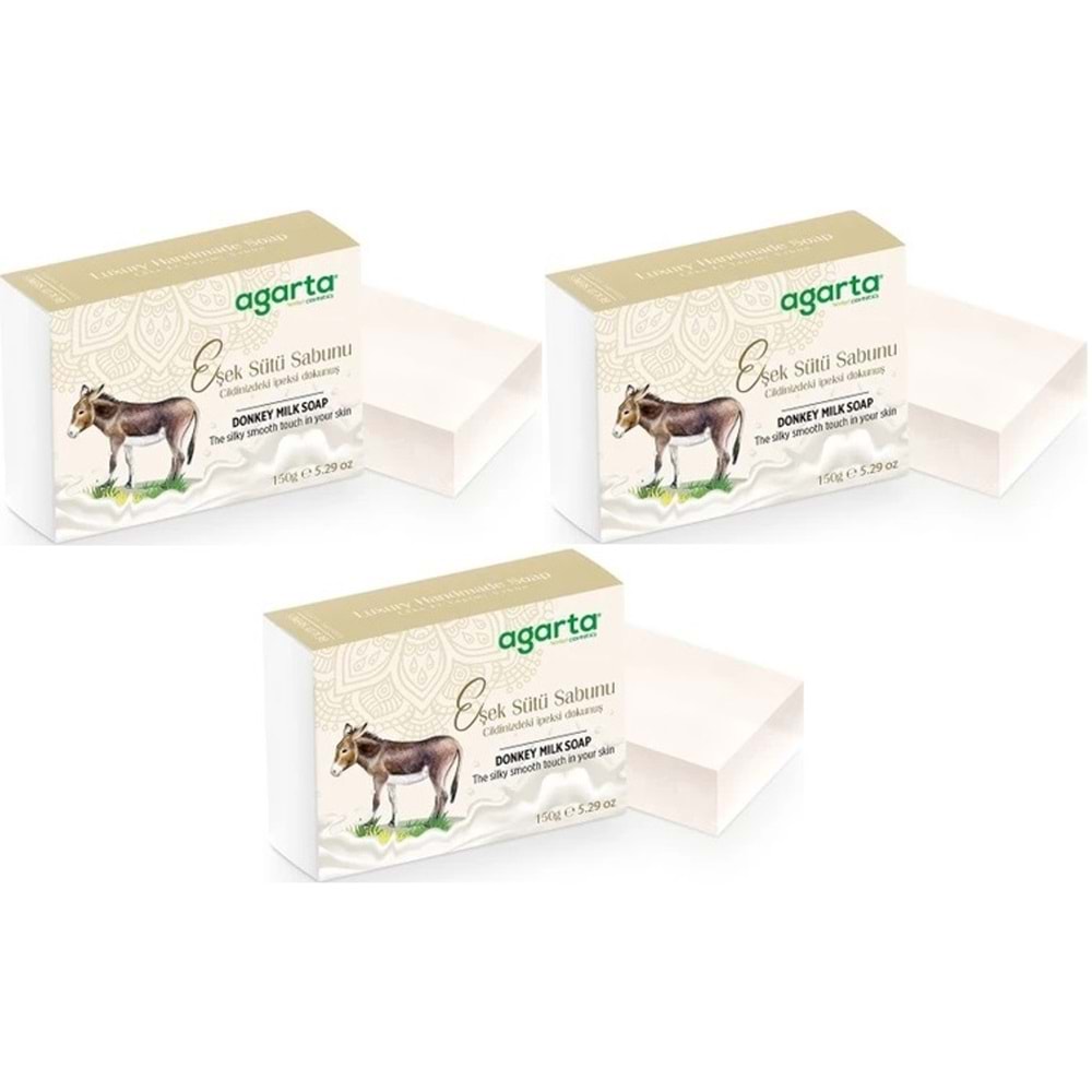 Agarta El Yapımı Doğal Sabun 150GR Eşek Sütü (3 Lü Set)