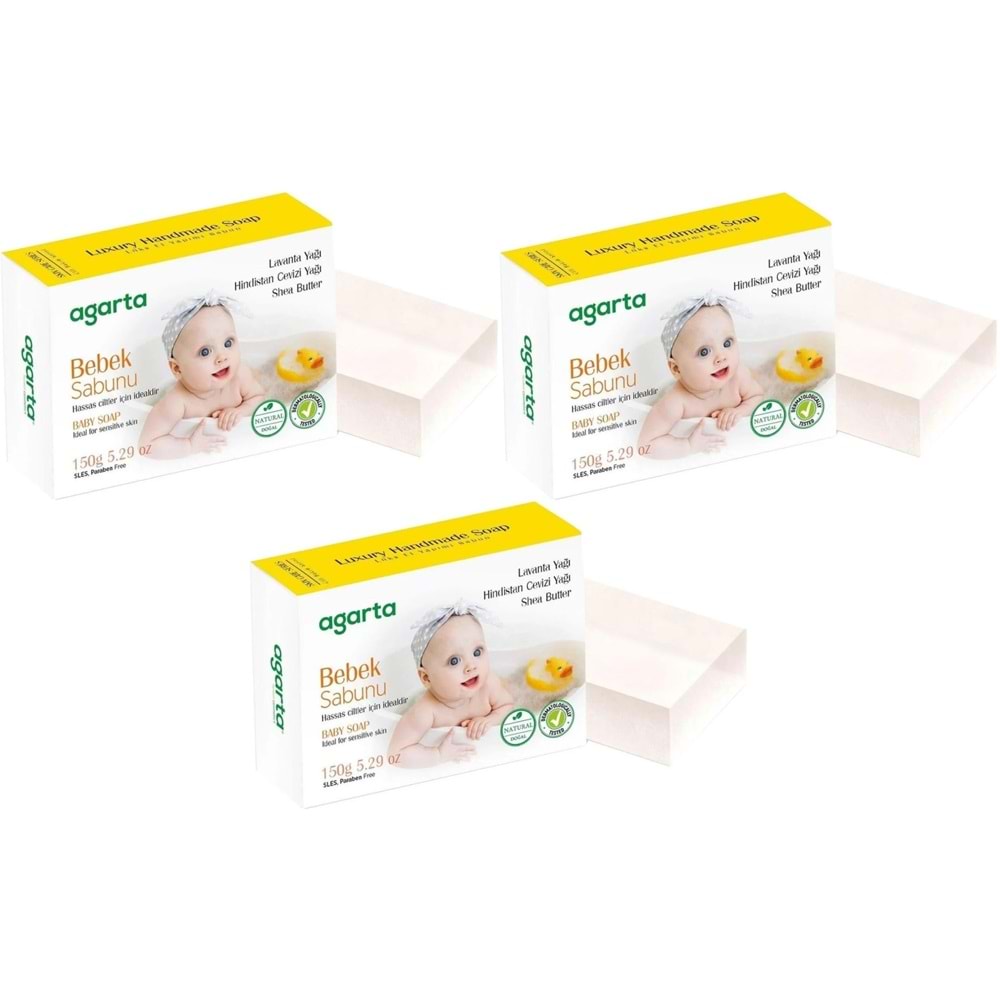 Agarta El Yapımı Doğal Sabun 150GR Bebek (3 Lü Set)