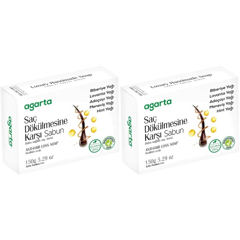 Agarta El Yapımı Doğal Sabun 150GR Saç Dökülmesine Karşı (2 Li Set)