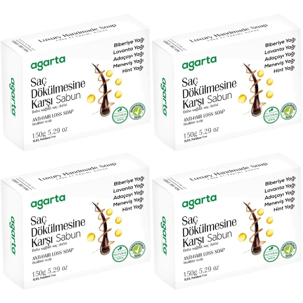 Agarta El Yapımı Doğal Sabun 150GR Saç Dökülmesine Karşı (4 Lü Set)