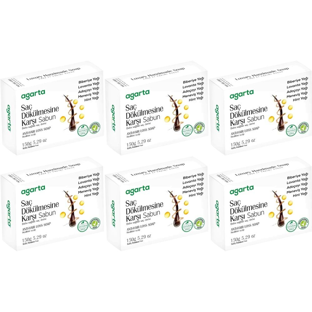 Agarta El Yapımı Doğal Sabun 150GR Saç Dökülmesine Karşı (6 Lı Set)