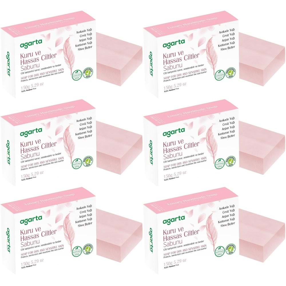 Agarta El Yapımı Doğal Sabun 150GR Kuru ve Hassas Ciltler (6 Lı Set)