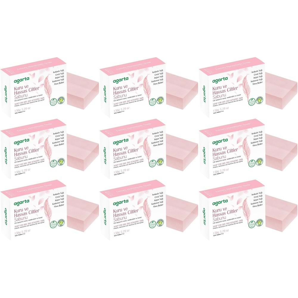 Agarta El Yapımı Doğal Sabun 150GR Kuru ve Hassas Ciltler (9 Lu Set)