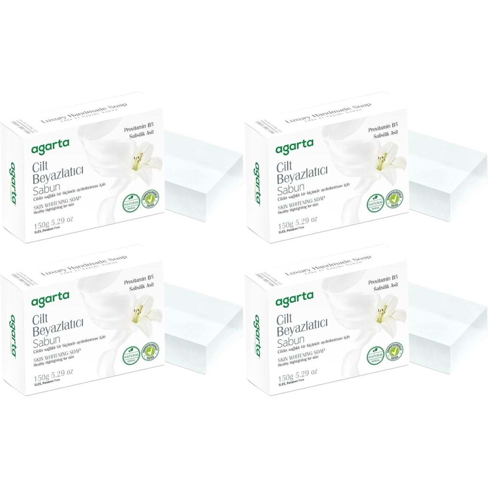 Agarta El Yapımı Doğal Sabun 150GR Cilt Beyazlatıcı (4 Lü Set)