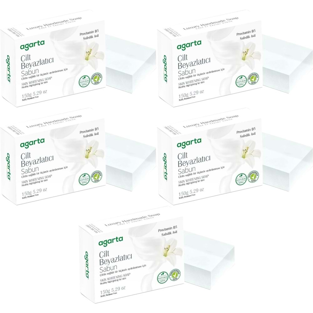 Agarta El Yapımı Doğal Sabun 150GR Cilt Beyazlatıcı (5 Li Set)