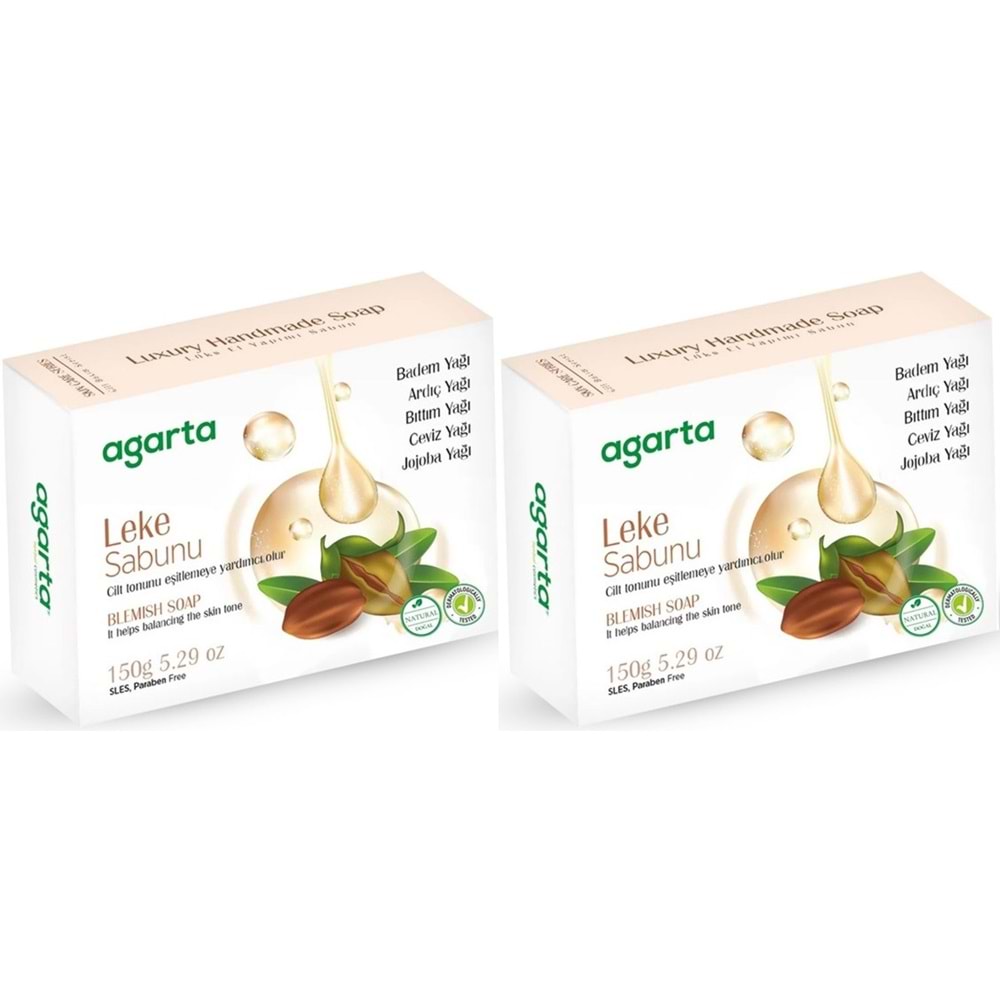 Agarta El Yapımı Doğal Sabun 150GR Leke (2 Li Set)