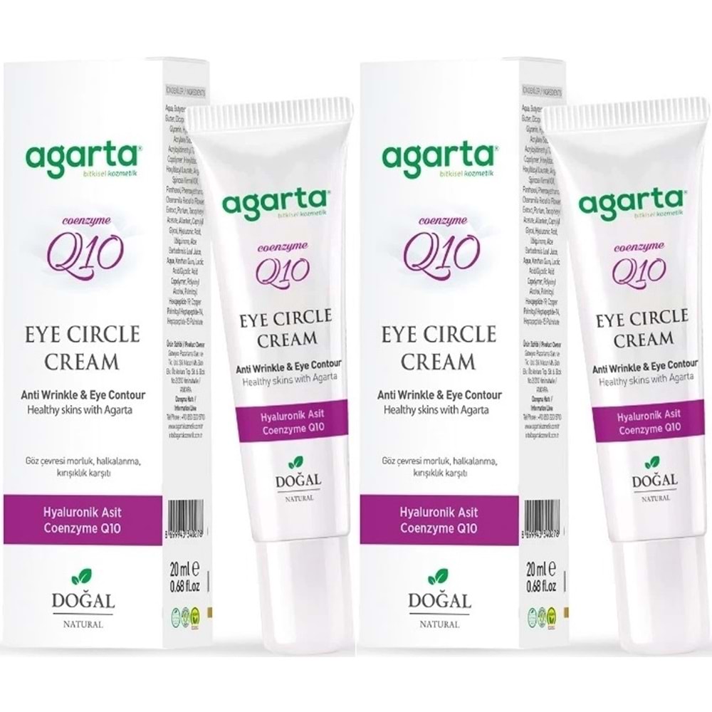 Agarta Doğal Göz Altı Kırışıklık ve Koyu Halka Yaşlandırma Karşıtı Antiaging Kremi 20 ML (2 Li Set)
