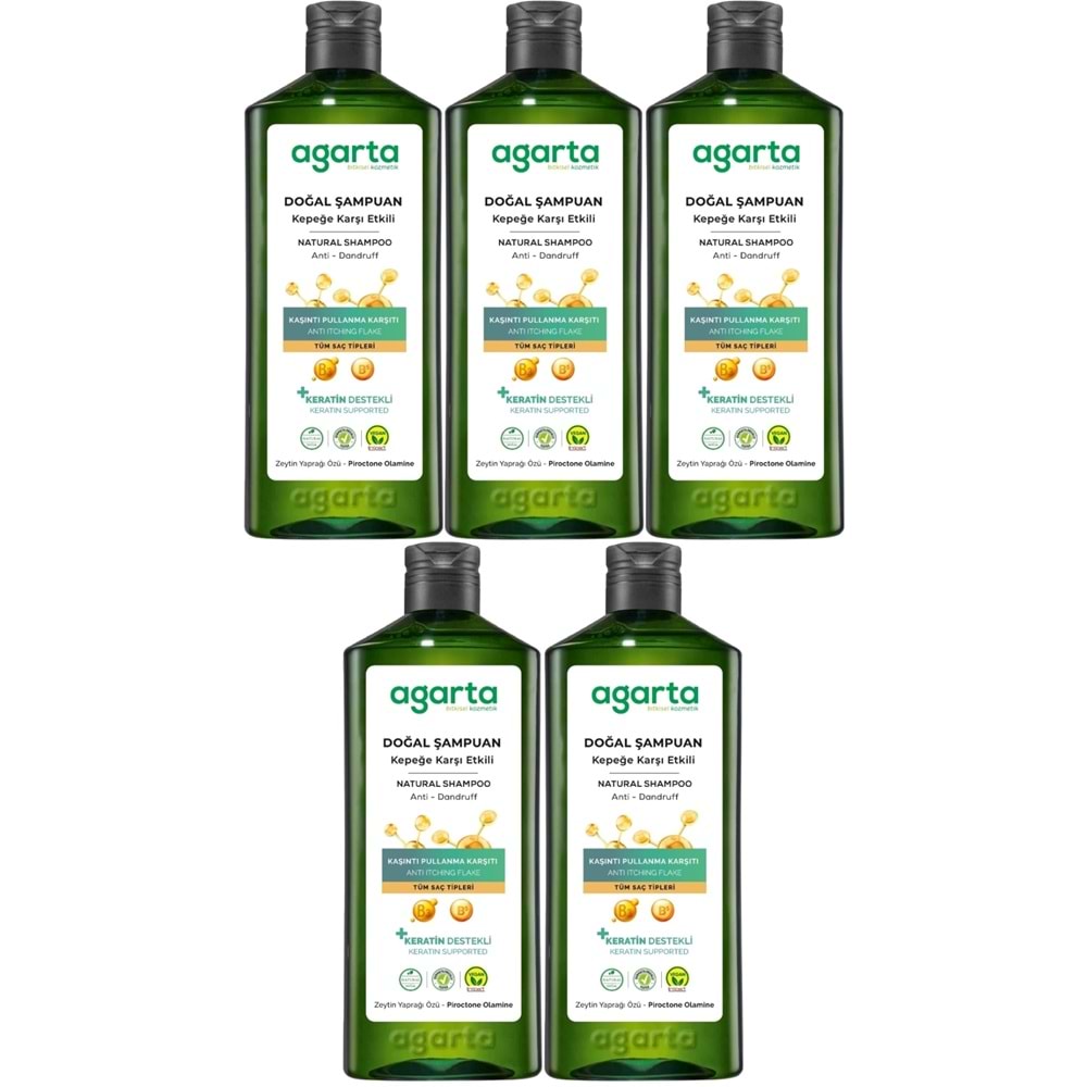 Agarta Doğal Şampuan 400 ML Kepek Karşı Etkili - Kaşıntı Pullanma Karşıtı (5 Li Set)