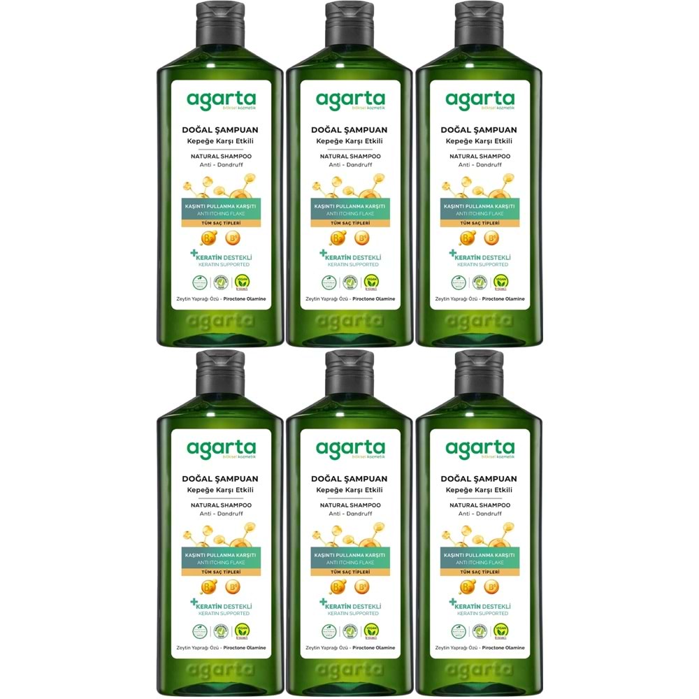Agarta Doğal Şampuan 400 ML Kepek Karşı Etkili - Kaşıntı Pullanma Karşıtı (6 Lı Set)