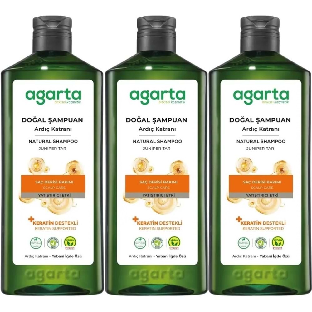 Agarta Doğal Şampuan 400 ML Ardıç Katranı ve Keratin (3 Lü Set)