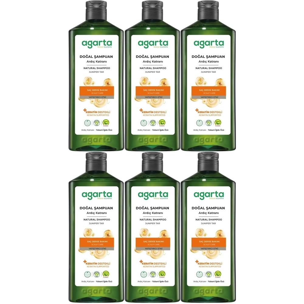 Agarta Doğal Şampuan 400 ML Ardıç Katranı ve Keratin (6 Lı Set)