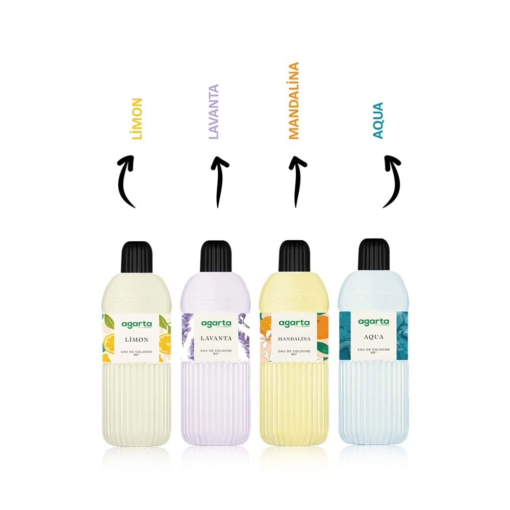 Agarta Kolonya 400 ML Mandalina 80 Derece Pet Şişe (6 Lı Set)