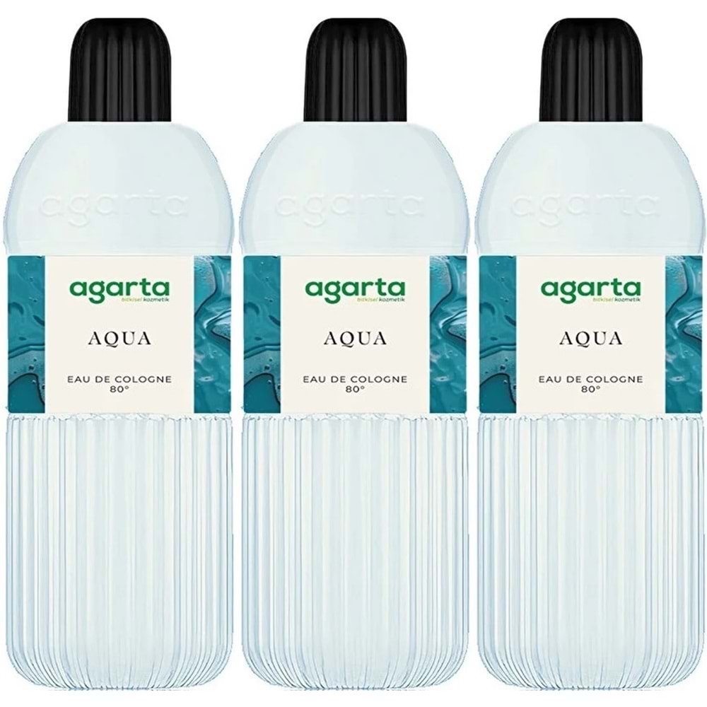 Agarta Kolonya 400 ML Aqua 80 Derece Pet Şişe (3 Lü Set)