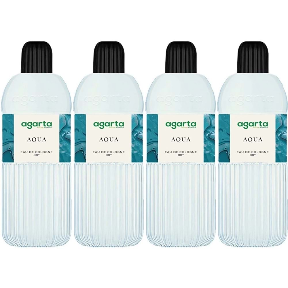 Agarta Kolonya 400 ML Aqua 80 Derece Pet Şişe (4 Lü Set)