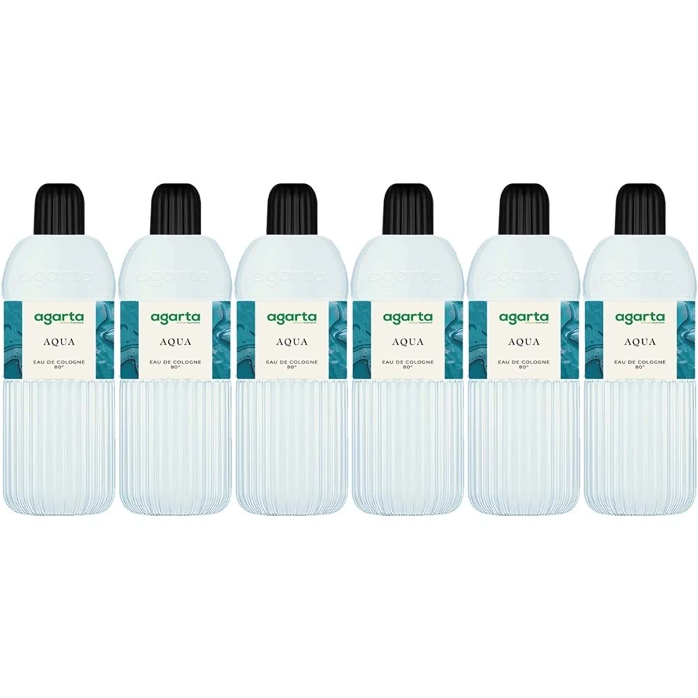 Agarta Kolonya 400 ML Aqua 80 Derece Pet Şişe (6 Lı Set)