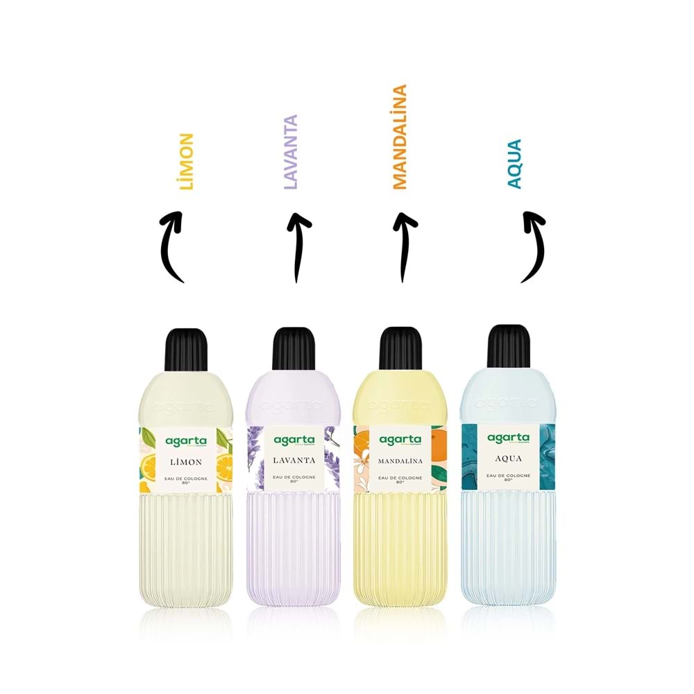 Agarta Kolonya 400 ML Aqua 80 Derece Pet Şişe (6 Lı Set)