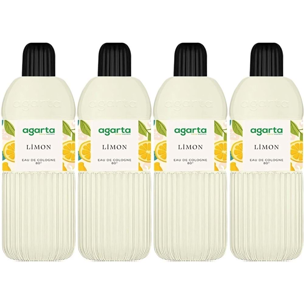 Agarta Kolonya 400 ML Limon 80 Derece Pet Şişe (4 Lü Set)