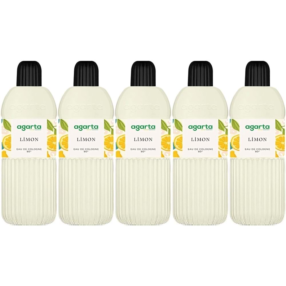 Agarta Kolonya 400 ML Limon 80 Derece Pet Şişe (5 Li Set)