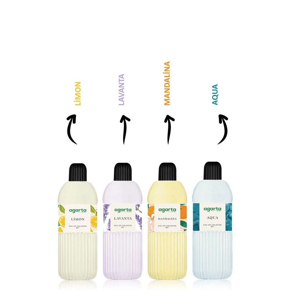 Agarta Kolonya 400 ML Lavanta 80 Derece Pet Şişe (4 Lü Set)