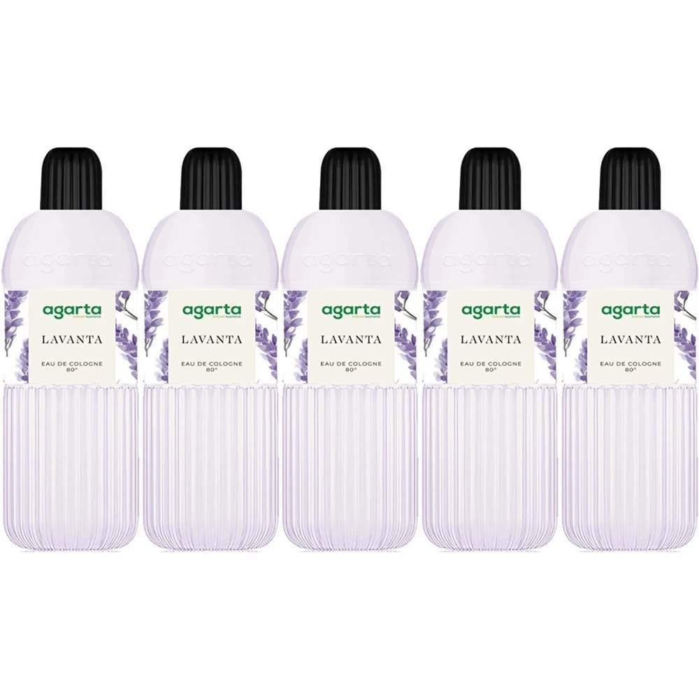 Agarta Kolonya 400 ML Lavanta 80 Derece Pet Şişe (5 Li Set)