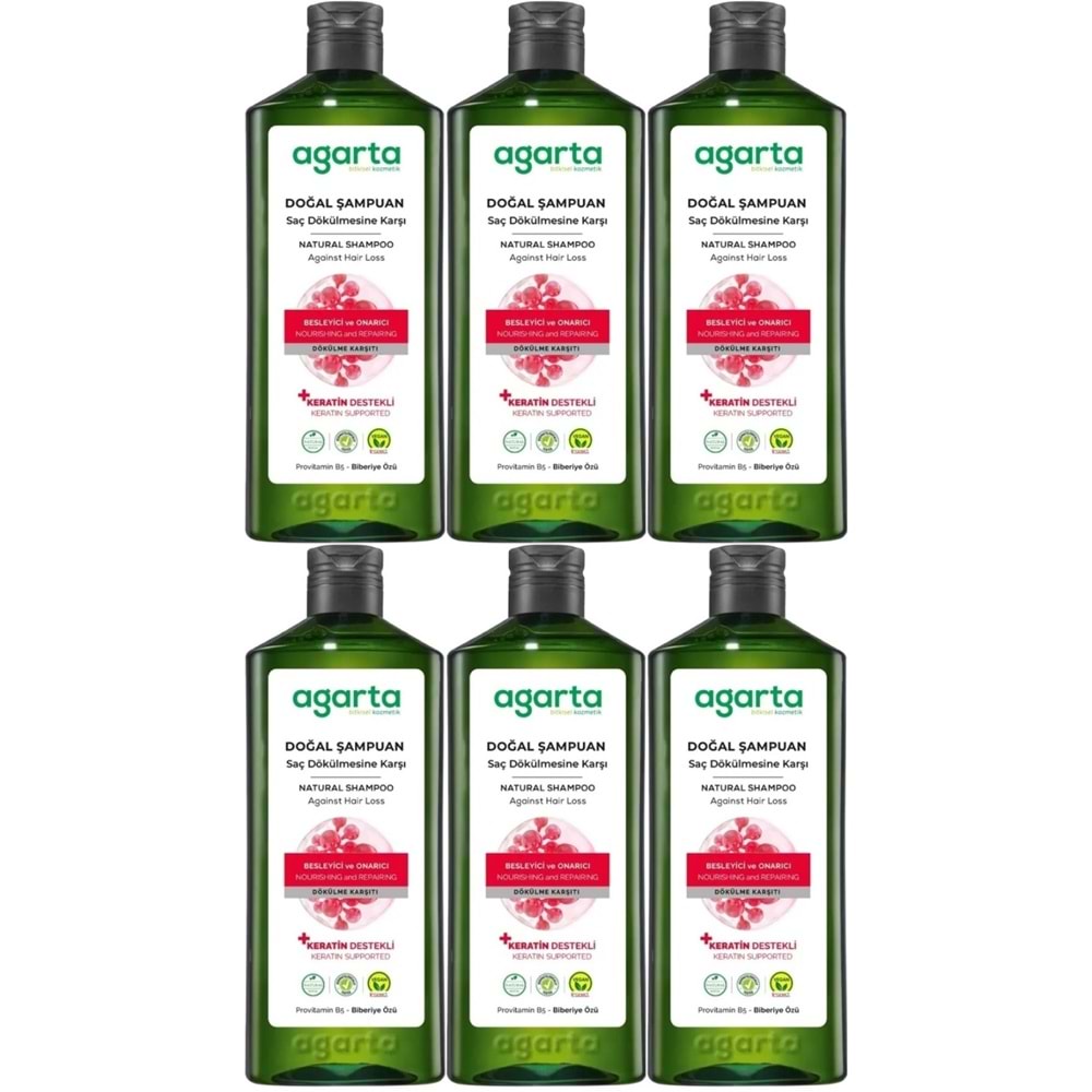 Agarta Doğal Şampuan 400 ML Saç Dökülmesine Karşı Çözüm (6 Lı Set)
