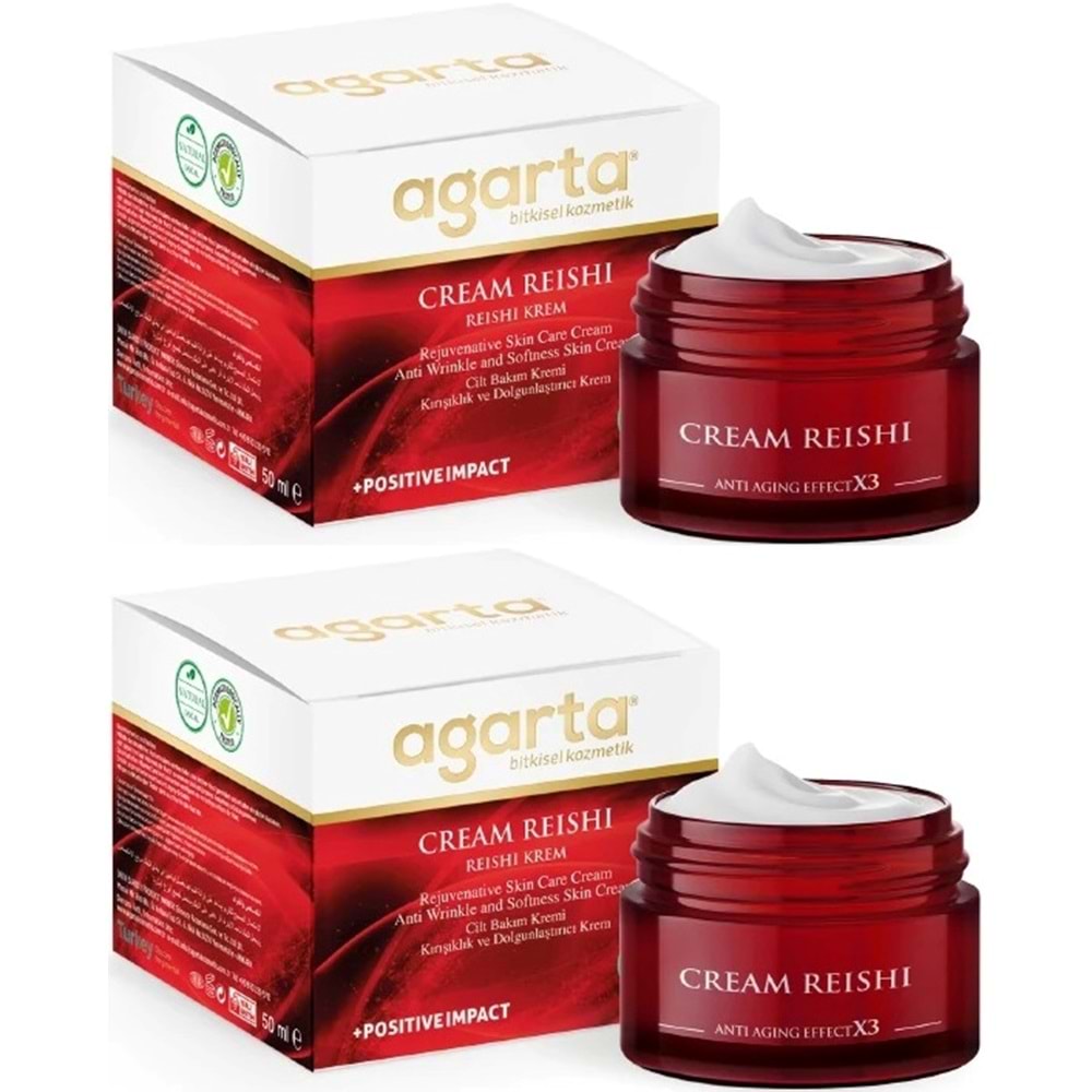Agarta Doğal Yaşlanma Karşıtı Reishi Kremi 50 ML (Kırışıklık - Dolgunlaştırıcı) (2 Li Set)