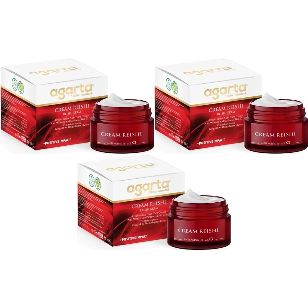 Agarta Doğal Yaşlanma Karşıtı Reishi Kremi 50 ML (Kırışıklık - Dolgunlaştırıcı) (3 Lü Set)