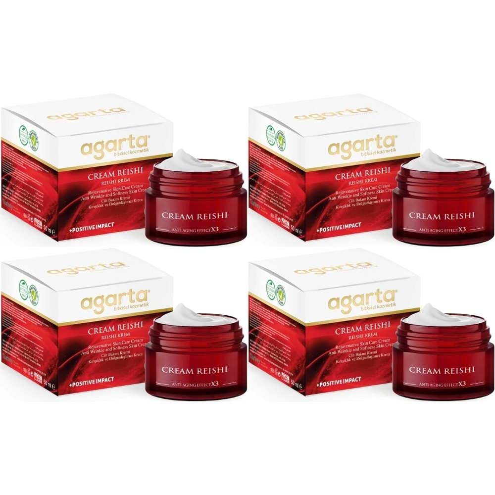 Agarta Doğal Yaşlanma Karşıtı Reishi Kremi 50 ML (Kırışıklık - Dolgunlaştırıcı) (4 Lü Set)