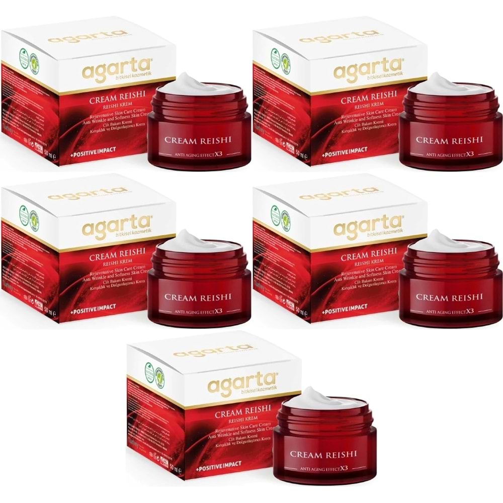 Agarta Doğal Yaşlanma Karşıtı Reishi Kremi 50 ML (Kırışıklık - Dolgunlaştırıcı) (5 Li Set)