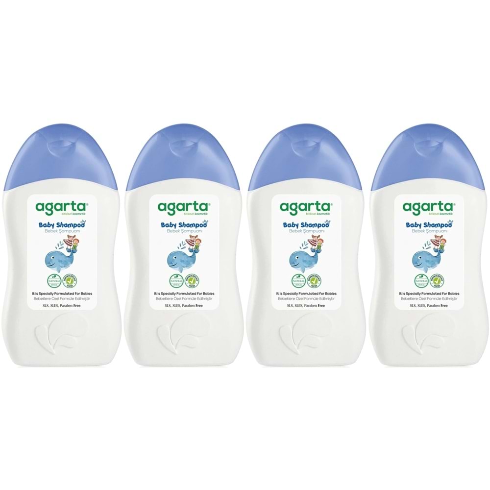 Agarta Doğal Erkek Bebek Çocuk Şampuanı Saç ve Vücut 400 ML (4 Lü Set)