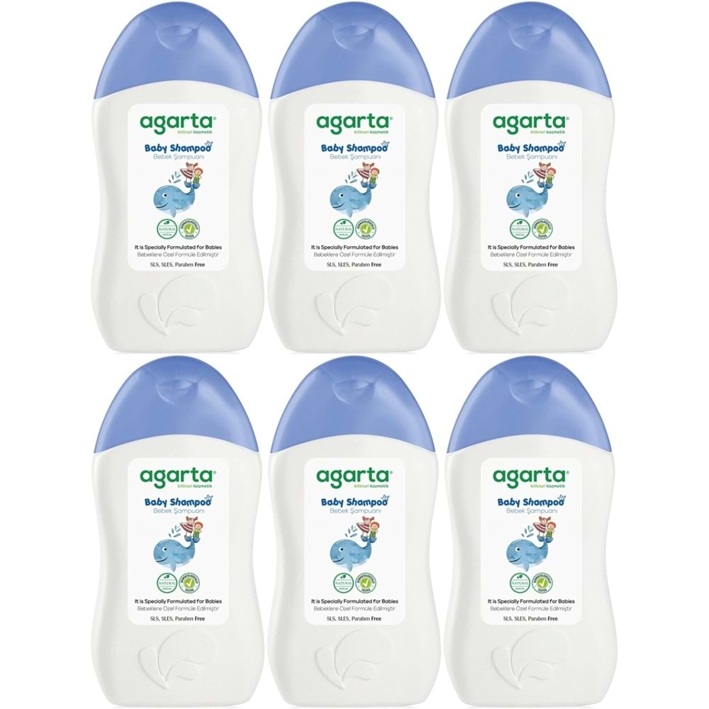 Agarta Doğal Erkek Bebek Çocuk Şampuanı Saç ve Vücut 400 ML (6 Lı Set)