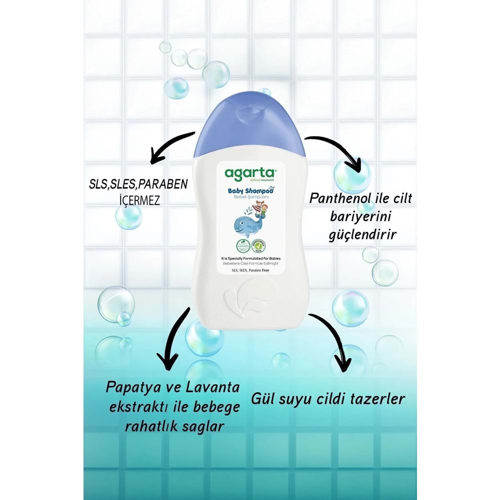 Agarta Doğal Erkek Bebek Çocuk Şampuanı Saç ve Vücut 400 ML (6 Lı Set)