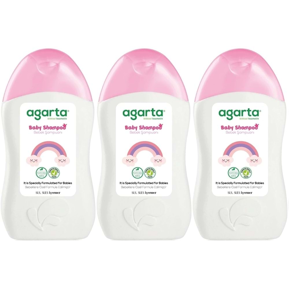 Agarta Doğal Kız Bebek Çocuk Şampuanı Saç ve Vücut 400 ML (3 Lü Set)